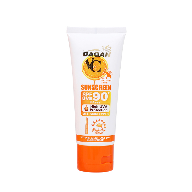Daqan SPF90 Face Sunscreen bottle, lightweight and brightening for sensitive skin