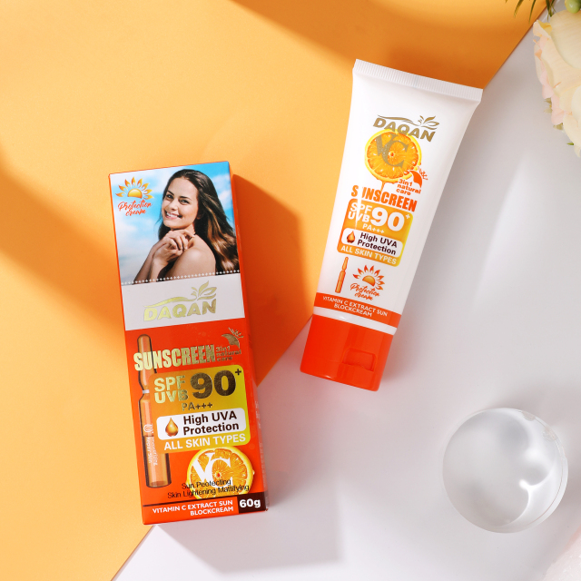 Daqan SPF90 Face Sunscreen packaging, ideal for wholesale and private label