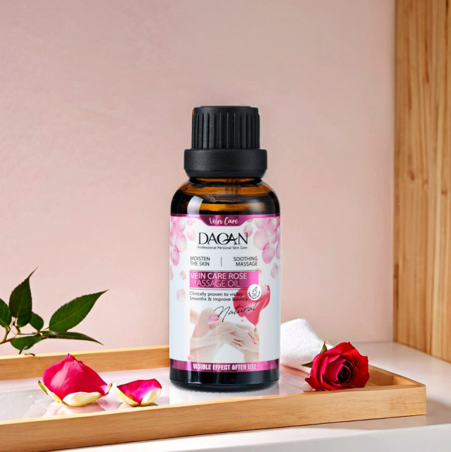 Daqan Soothing Rose Massage Oil to legs for circulation support