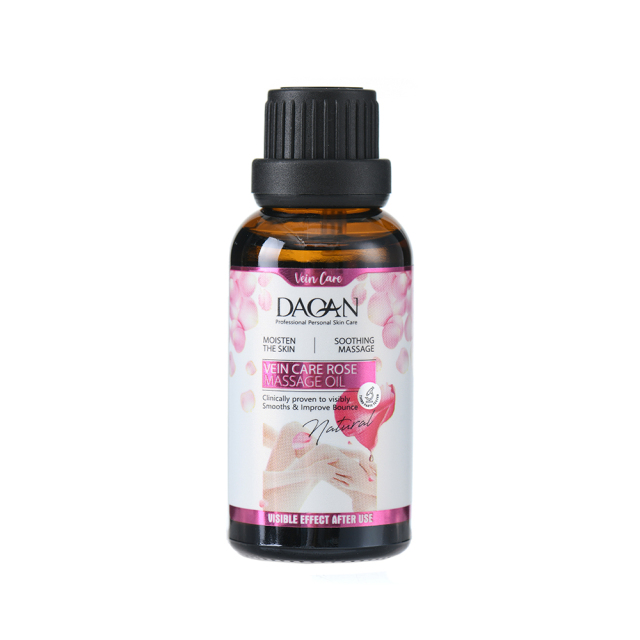 Soothing Rose Massage Oil bottle for vein health and circulation