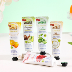 Lifestyle image of the daqan hand cream trio set, showcasing the variety pack suitable for all skin types, offered for bulk purchase