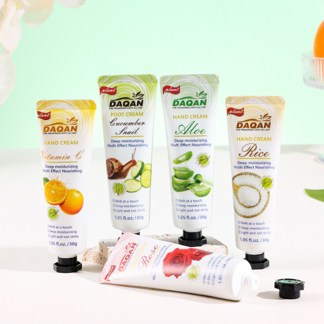 Lifestyle image of the daqan hand cream trio set, showcasing the variety pack suitable for all skin types, offered for bulk purchase