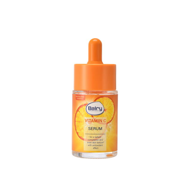 A bottle of Balry's affordable Vitamin C Serum, a high-demand, market-ready formula for private label brands and wholesale distributors.