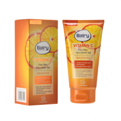 A full line of Balry's anti-acne and brightening skincare, including the Vitamin C cleanser, serum, and cream, available as a turnkey solution for wholesale partners.