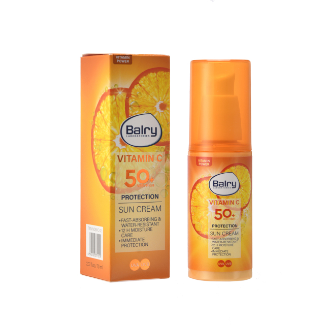 The cost-effective, retail-ready packaging for our Vitamin C Sunscreen SPF 50, designed for fast and affordable market entry for our wholesale and private label partners.