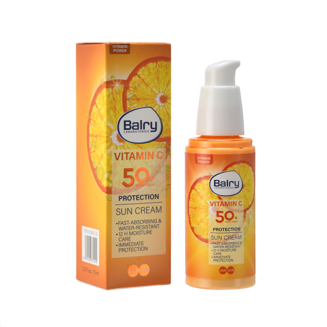 A concept image showing the multi-functional benefits of our Vitamin C Sunscreen: sun protection, anti-oxidant care, and moisturization—a turnkey solution for brands targeting the all-in-one skincare market.