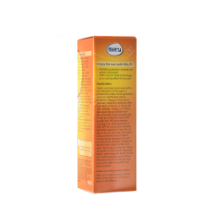 The back label of our wholesale Vitamin C SPF 50 sunscreen, showing the full INCI list and active ingredients for review by B2B partners for global compliance.