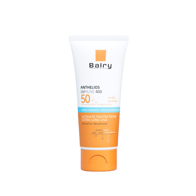 Balry SPF 50+ High-Protection Hydrating Sunscreen bottle on white background, available for wholesale distribution.