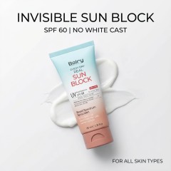Demonstration of Balry's mineral sunscreen blending seamlessly into the skin with minimal white cast, offering a natural tone-up effect.