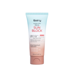 Balry SPF 60 Real Face Sunscreen bottle containing Zinc Oxide and Titanium Dioxide, available for wholesale distribution.