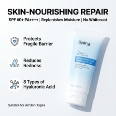 Icons representing SPF 60+, PA++++ high protection, and anti-aging benefits fueled by Astaxanthin and Tinosorb filters.