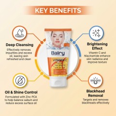 Graphic illustrating the brightening effect and blemish reduction provided by the Vitamin C and Zinc PCA formula.