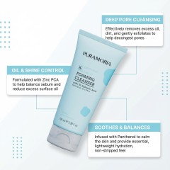 PURAMORIA Salicylic Acid BHA Foaming Cleanser - Acne & Oil Control Face Wash