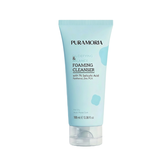 PURAMORIA Salicylic Acid BHA Foaming Cleanser - Acne & Oil Control Face Wash
