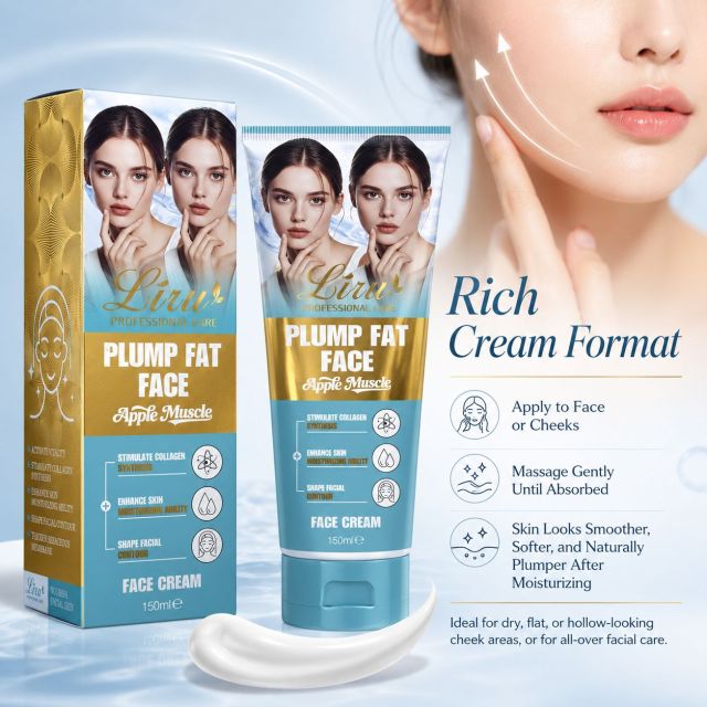 Liru rich cream format face moisturizer for face or cheek application, designed to leave skin looking smoother, softer, and naturally plumper after moisturizing.