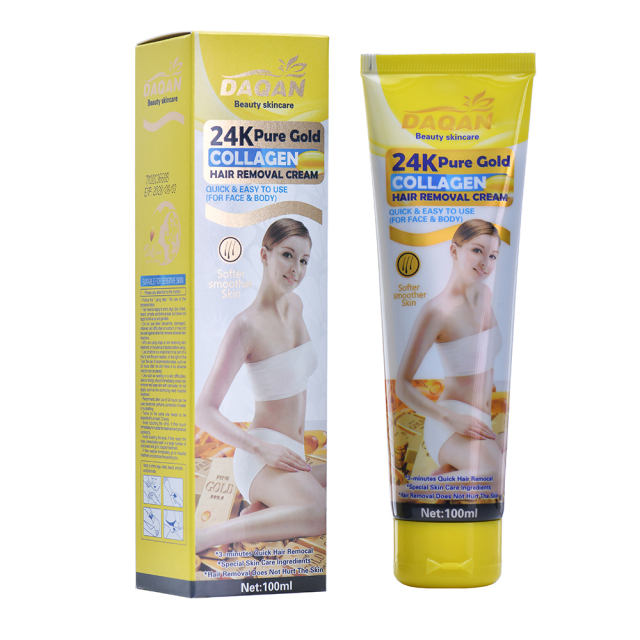 DAQAN 24K Gold Collagen Hair Removal Cream with box