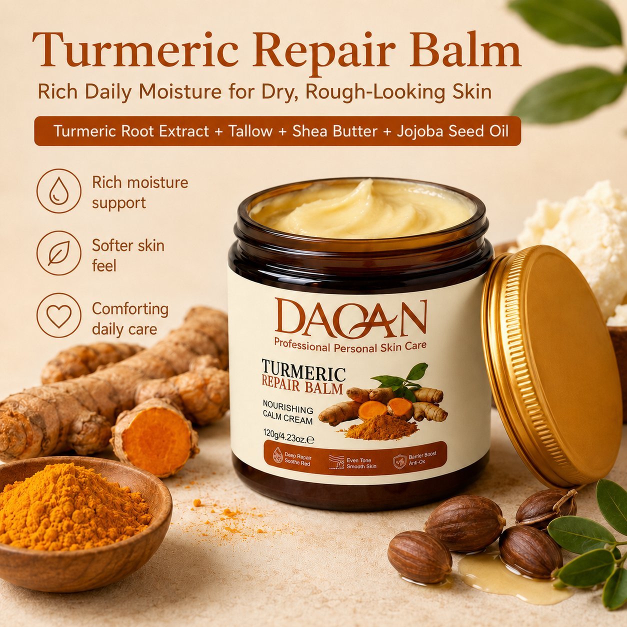 DAQAN Turmeric Repair Cream with Jojoba Oil 120g