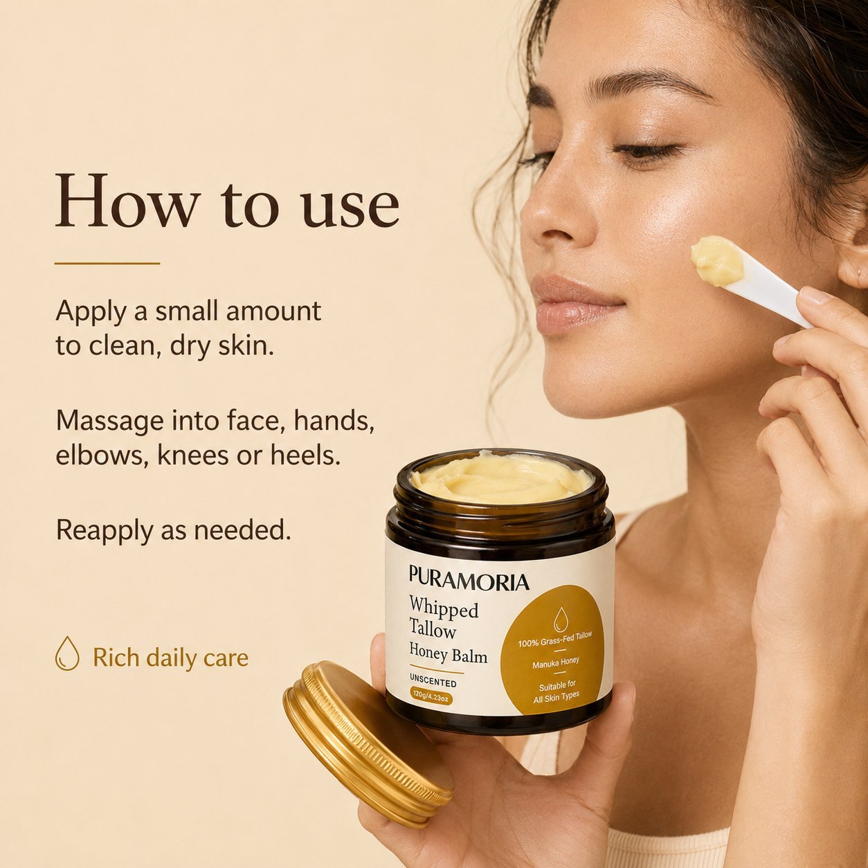 Wholesale Unscented Whipped Beef Tallow & Honey Balm – 120g