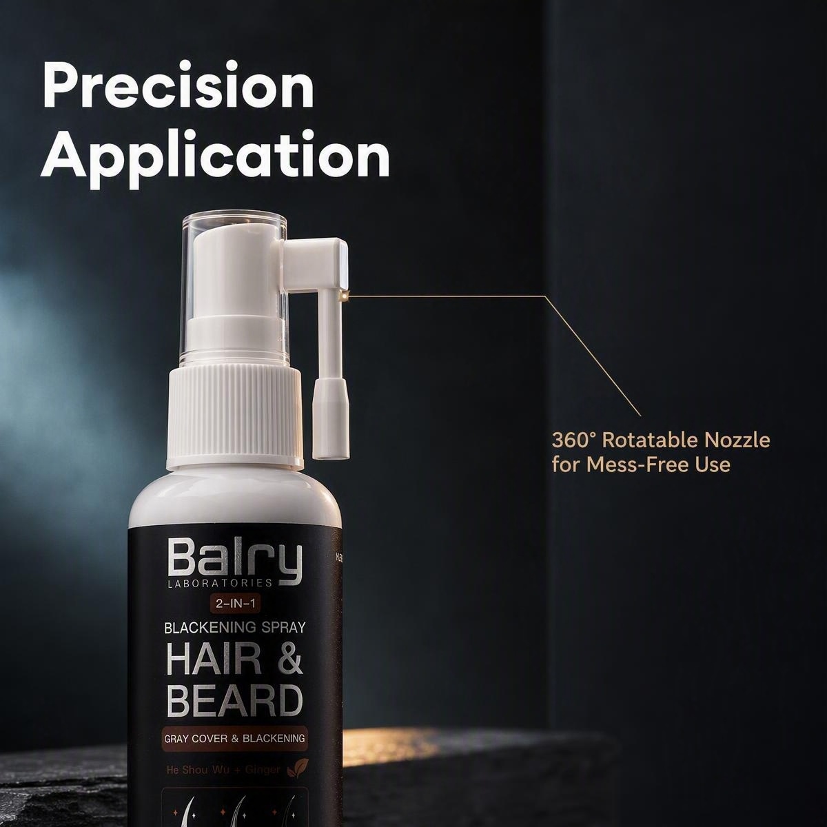 Wholesale 2-in-1 Hair & Beard Blackening Spray with He Shou Wu & Ginger – 60ml