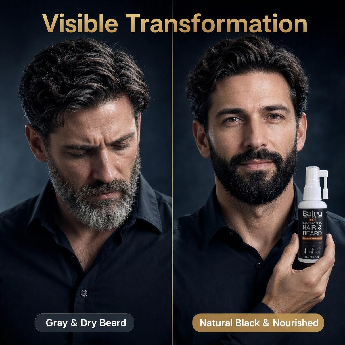 Wholesale 2-in-1 Hair & Beard Blackening Spray with He Shou Wu & Ginger – 60ml