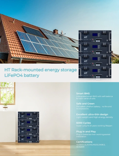 HT Top-ranking Products 51.2V 200AH Rack-Mounted Lifepo4 Energy Battery Solar Power System Commercial Energy Storage Battery
