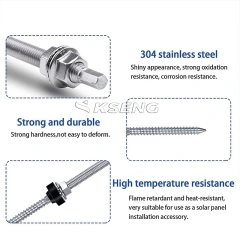 Solar Related Products High Strength Solar Hanger Bolt Solar  Stainless Steel Hanger Bolt Roof Mounting System