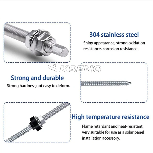 Solar Related Products High Strength Solar Hanger Bolt Solar  Stainless Steel Hanger Bolt Roof Mounting System