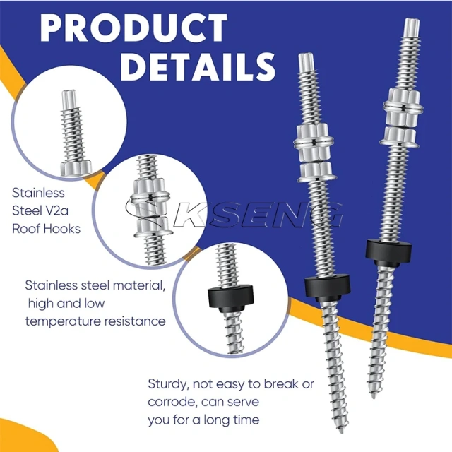 Solar Related Products High Strength Solar Hanger Bolt Solar  Stainless Steel Hanger Bolt Roof Mounting System
