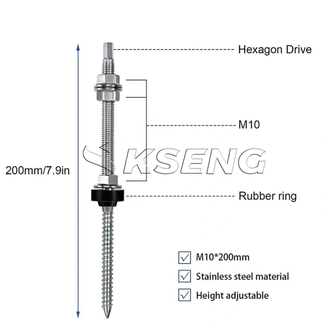 Solar Related Products High Strength Solar Hanger Bolt Solar  Stainless Steel Hanger Bolt Roof Mounting System