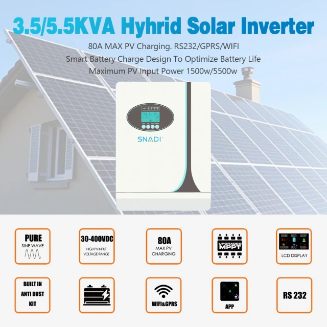 5kW High Frequency Off-Grid Solar Inverter with MPPT Charge Controller for Home and Business Use - SNADI