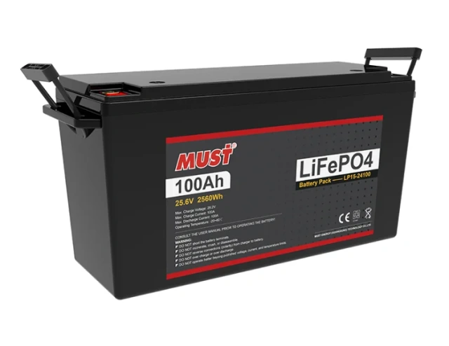 MUST High 4000 Cycles  Life LP15-24100 Lifepo4 24v 100ah Lithium Ion Battery