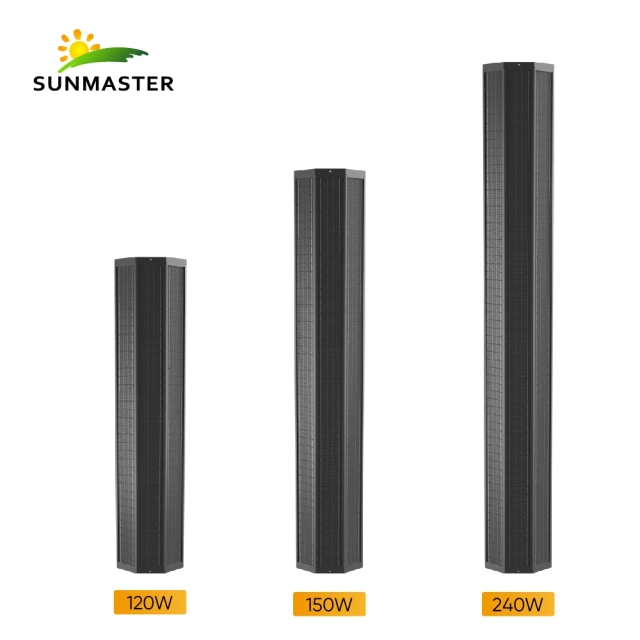 Vertical Solar Street Light With Flexible Solar Panel on Pole Cylindrical Solar