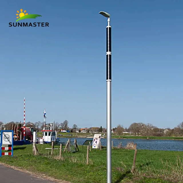 Vertical Solar Street Light With Flexible Solar Panel on Pole Cylindrical Solar