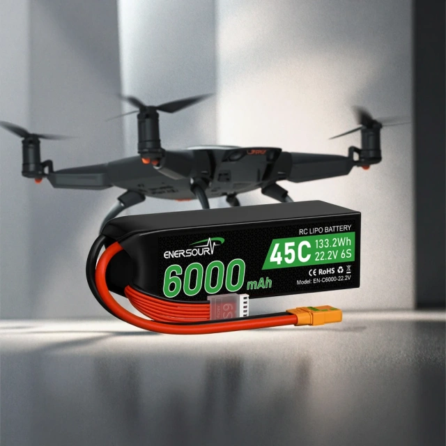 Enersource 6S 14.8V/22.2V 6000mAh Lithium-ion Battery Pack for FPV UAV Drone RC with 45C Performance