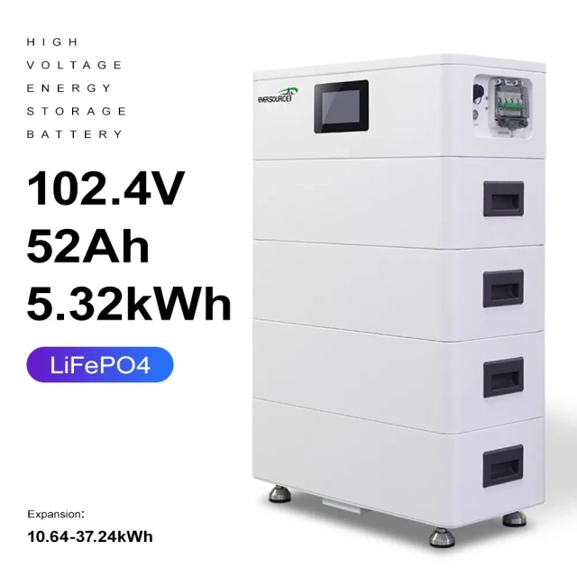 Enersource Scalable 102.4V-307V LiFePO4 Battery System 5.32kWh-15.4kWh with MPPT for Homes