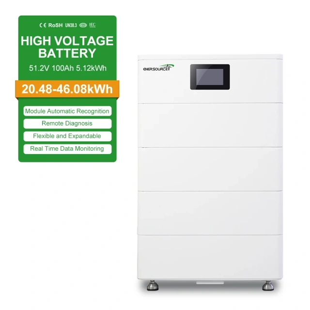 Enersource 51.2V-256V Scalable Stackable Lithium ion Battery System 100Ah for Solar Energy Storage