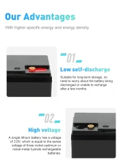 Enersource 24V/25.6V 12AH LiFePO4 Battery Pack - Lead-Acid Replacement with Compatible Interface