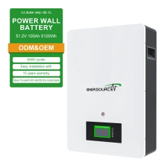 Enersource 48V/51.2V 200Ah 10kWh LiFePO4 Wall-Mounted Battery for Solar Systems with CAN