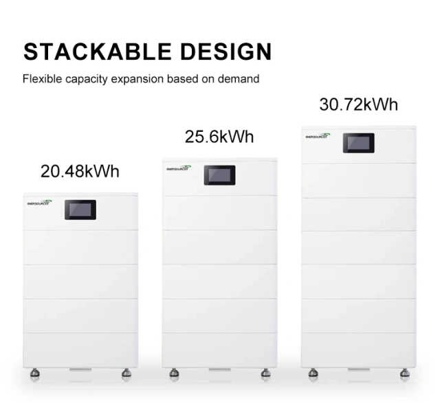 Enersource 51.2V-256V Scalable Stackable Lithium ion Battery System 100Ah for Solar Energy Storage