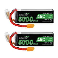 Enersource 6S 14.8V/22.2V 6000mAh Lithium-ion Battery Pack for FPV UAV Drone RC with 45C Performance