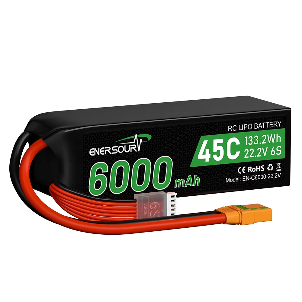 Enersource 6S 14.8V/22.2V 6000mAh Lithium-ion Battery Pack for FPV UAV Drone RC with 45C Performance
