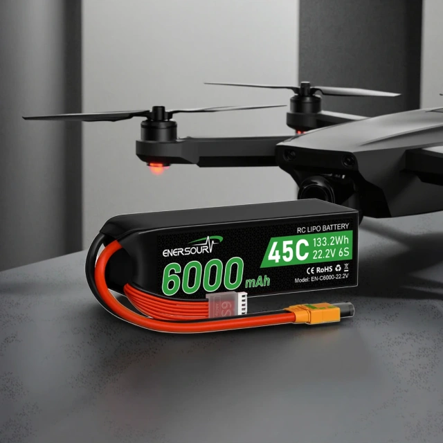 Enersource 6S 14.8V/22.2V 6000mAh Lithium-ion Battery Pack for FPV UAV Drone RC with 45C Performance