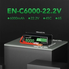 Enersource 6S 14.8V/22.2V 6000mAh Lithium-ion Battery Pack for FPV UAV Drone RC with 45C Performance