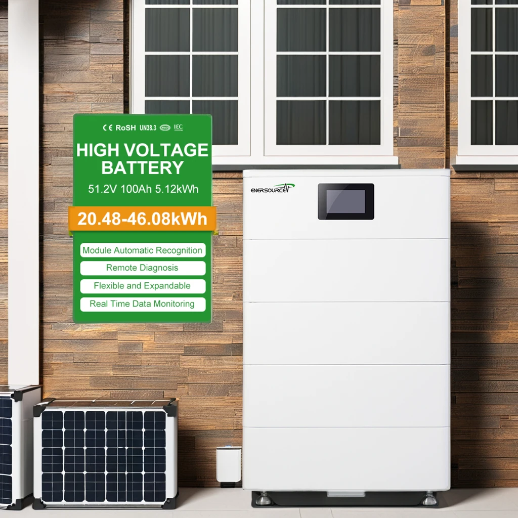 Enersource 51.2V-256V Scalable Stackable Lithium ion Battery System 100Ah for Solar Energy Storage