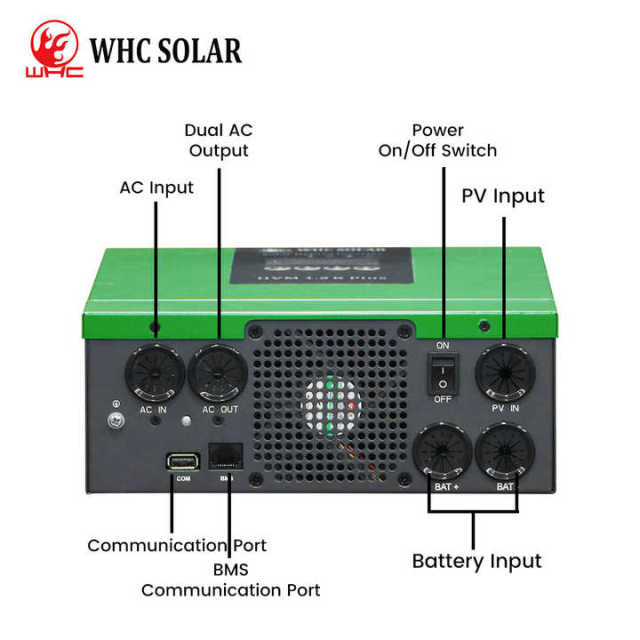 1.2KW High-Frequency Hybrid Inverter 48V MPPT Pure Sine Wave Off-Grid Solar Power System for Home Use WHC SOLAR