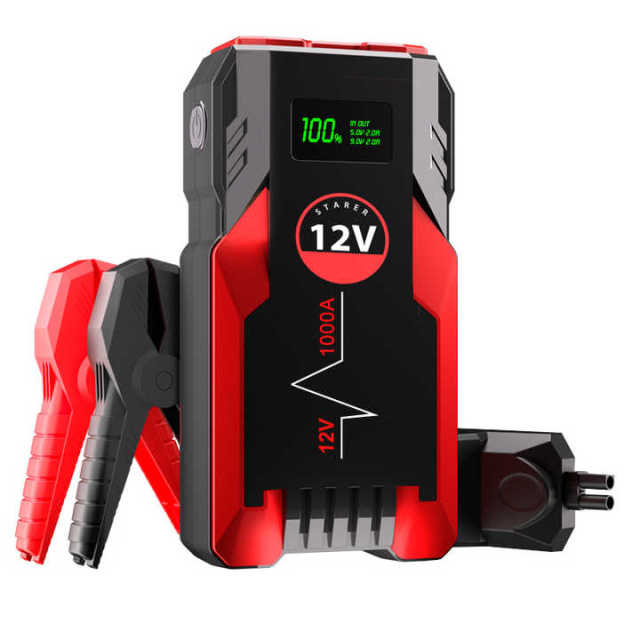 Portable 12V 1000A Car Jump Starter Emergency Tool with SOS Flashlight for Trucks and Vehicles