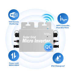 Smart Micro Inverter 800W IP65 WiFi Connectivity 50Hz/60Hz Output Grid Tie Solar System for Balcony