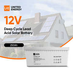 12V 250Ah Solar Gel Battery Deep Cycle Rechargeable Long Life for Solar Power Systems UNITED ENERGY
