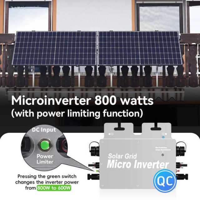 Smart Solar Micro Inverter 800W Single Phase Output IP65 Waterproof 20-50V to 110V/120V/220V/230V 50/60Hz 91% Efficiency for Home Use ACrevPOWER
