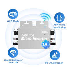 QC Micro Inverter Solar 800W Plug and Play Grid Tie Inverter with IP65 Waterproof for Balcony Solar Systems Tuya APP Control AC 800W